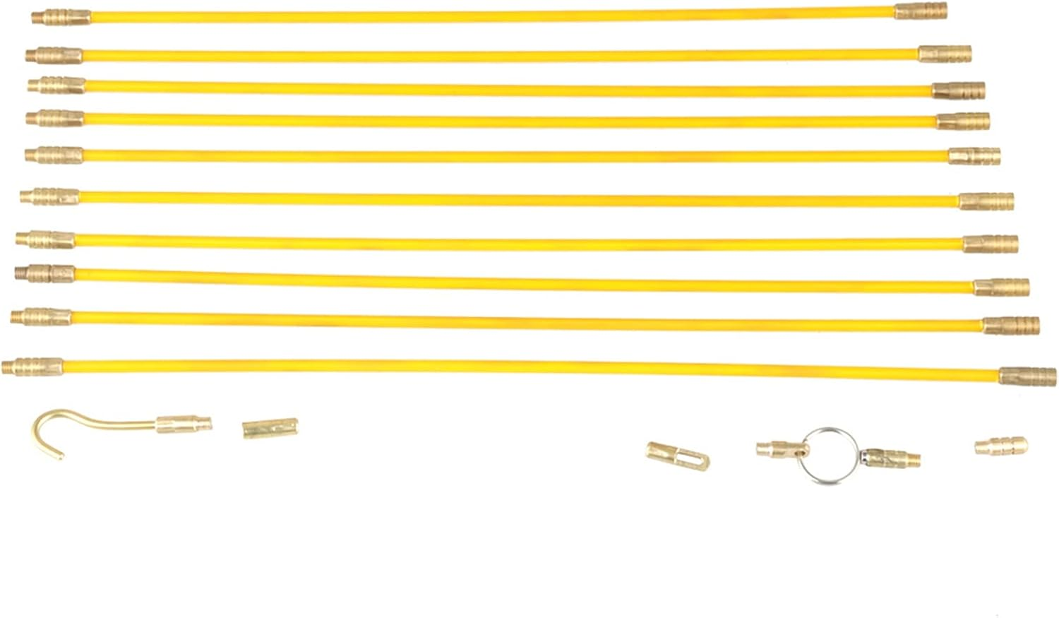 Yduupxe 10Pcs 4.0Mm Fiberglass Cable Rods, Wire Fishing Electrical Tool Kit with Fiberglass Rods, Threaded Brass Connectors for Running Wire through Walls Attics Crawl Spaces Sub Floors image number 1