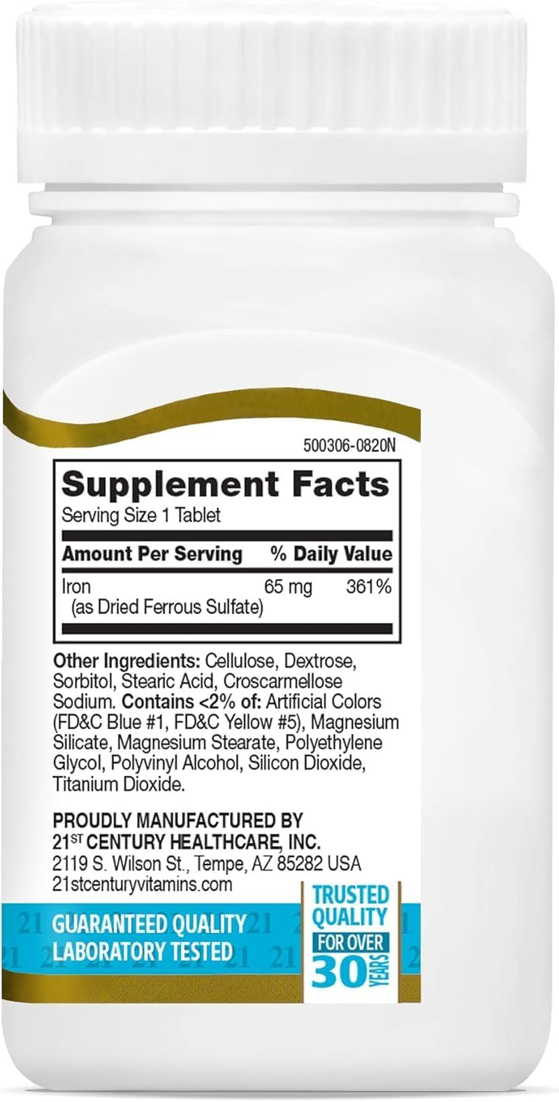 21St Century Iron 65 Mg Ferrous Sulfate 325 Mg Tablets, 100 Count image number 5