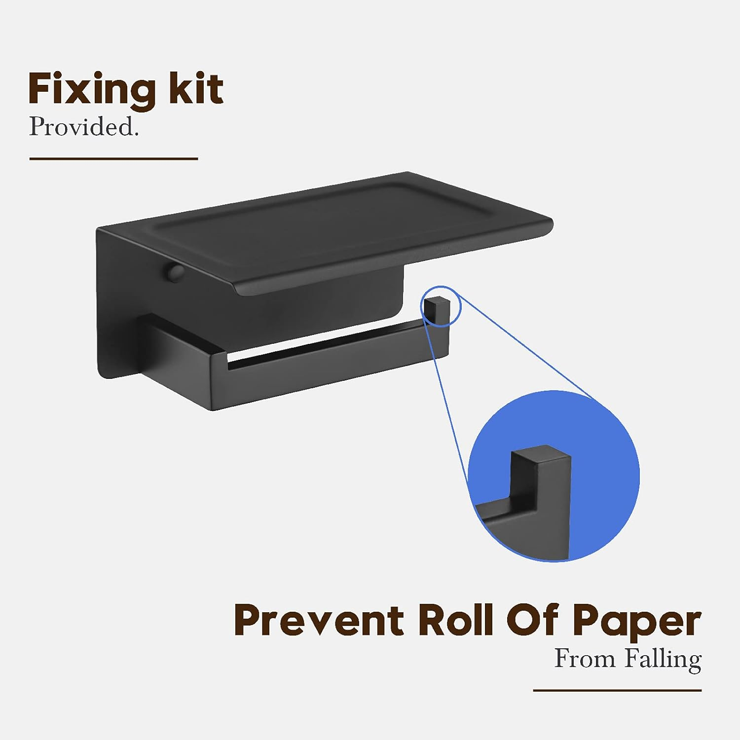 Decaura Toilet Paper Roll Holder with Phone Shelf Wall Mounted 304 Stainless Steel Bathroom Modern Tissue Towel Holder (Black) image number 1