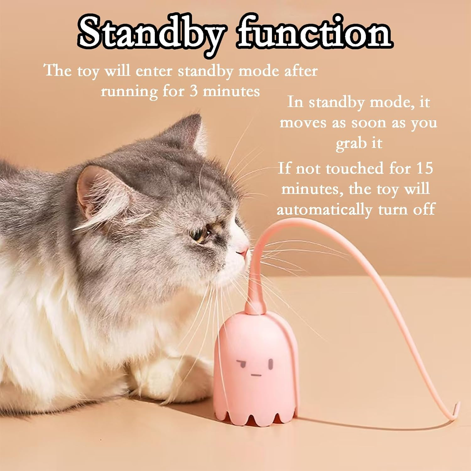 2024 New Cat Wand Toy - 2 in 1 Automatic Cat Silicone Tail Teaser Toy Silicone Teaser Tail Cat Toy, Silicone Cat Fairy Wand, Stress Relief Cat Pol Toy, Toy for Indoor Cats, Kittens, Dogs
