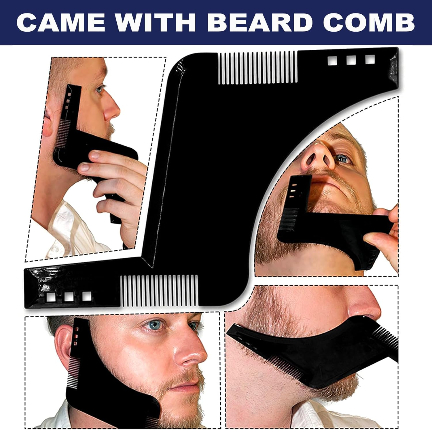 Beard Apron with Suction Cups & Beard Brush Set - Waterproof Beard Bib Apron for Men Shaving Catcher - Beard Hair Catcher for Sink - Black & White image number 4