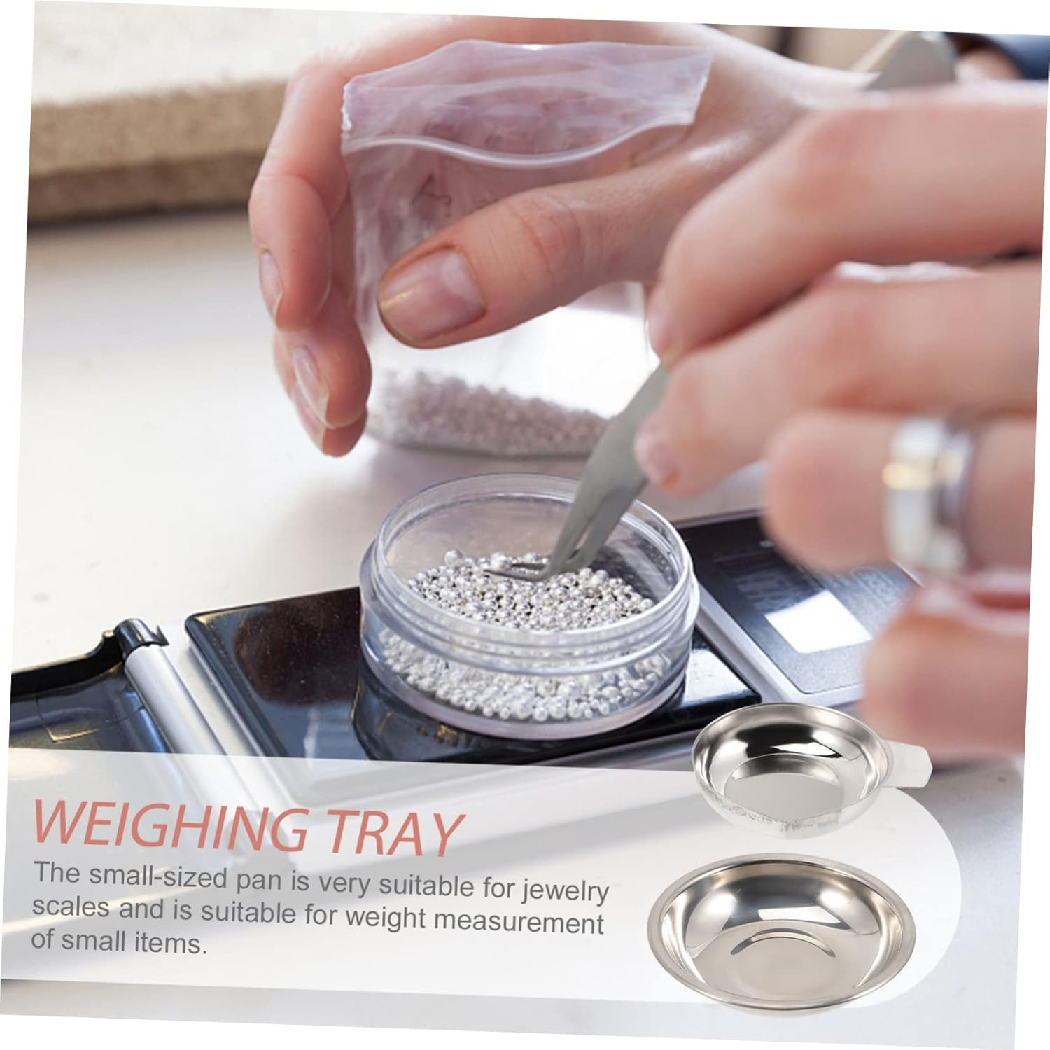 COHEALI 6Pcs Multi-Purpose Stainless Steel Scale Tray for Weighing Powder Jewelry Electronic Scales for Kitchen Jewelry Weighing Tasks image number 5