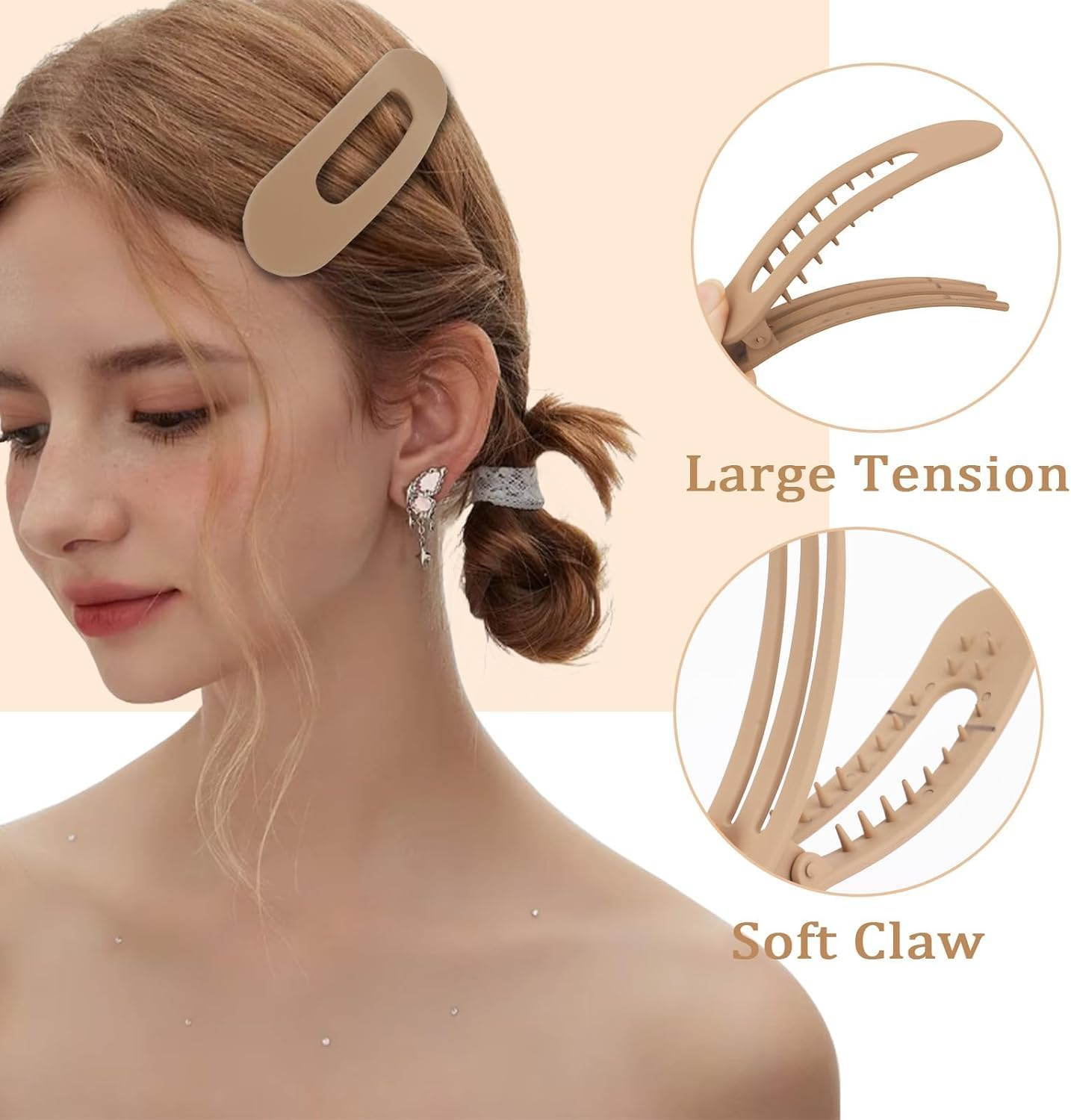 Big Flat Hair Clip Female Crocodile Claw Thick Duckbill French Matte Girl Barrette Accessories 12 Suitable for Thick and Thin Hair Girl Wedding Party Christmas Party Hair Barrettes image number 5
