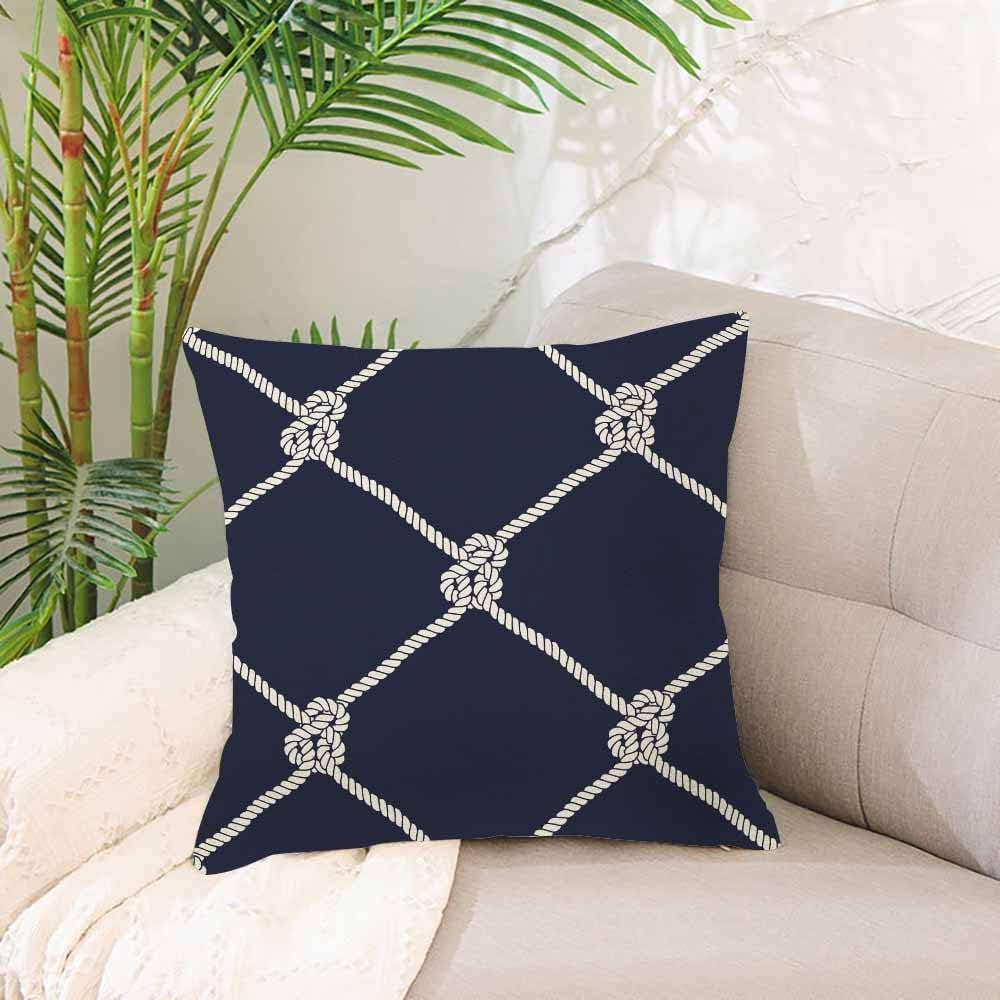 IBILIU Throw Pillow Covers Nautical Rope Pattern Endless Navy with White Fishing Net and Marine Knots on Dark Blue Trendy Maritime Style Pillow Case 18X18 Inches image number 3