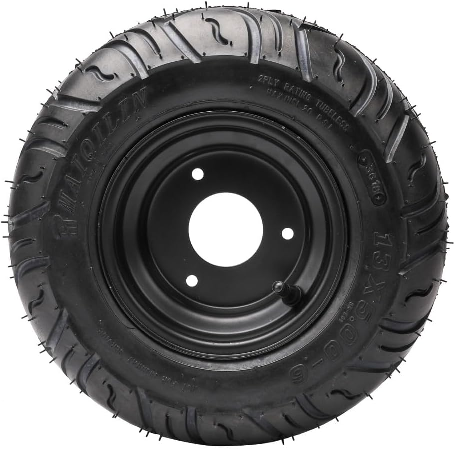 YC Yier 2Pcs 13X5.00-6 Tire and Wheel Rim Assembly 13X5-6 Lawn Mower Tire 3 Lug Rim 6" Go Kart Wheels Road Tire Tubeless for ATV Quad Buggy 4 Wheeler Scooter Mini Bike Garden Tractor Snow Blower image number 1