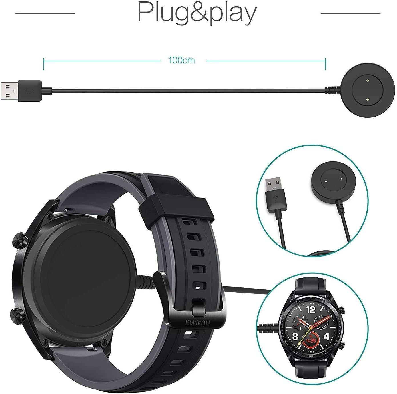 USTIYA Charger for Huawei Smart Watch GT/GT 2 / GT 2E / Honor Watch Magic/Magic 2 / Dream/Watch GS Pro Adaptador Replacement USB Adapter Cables image number 5