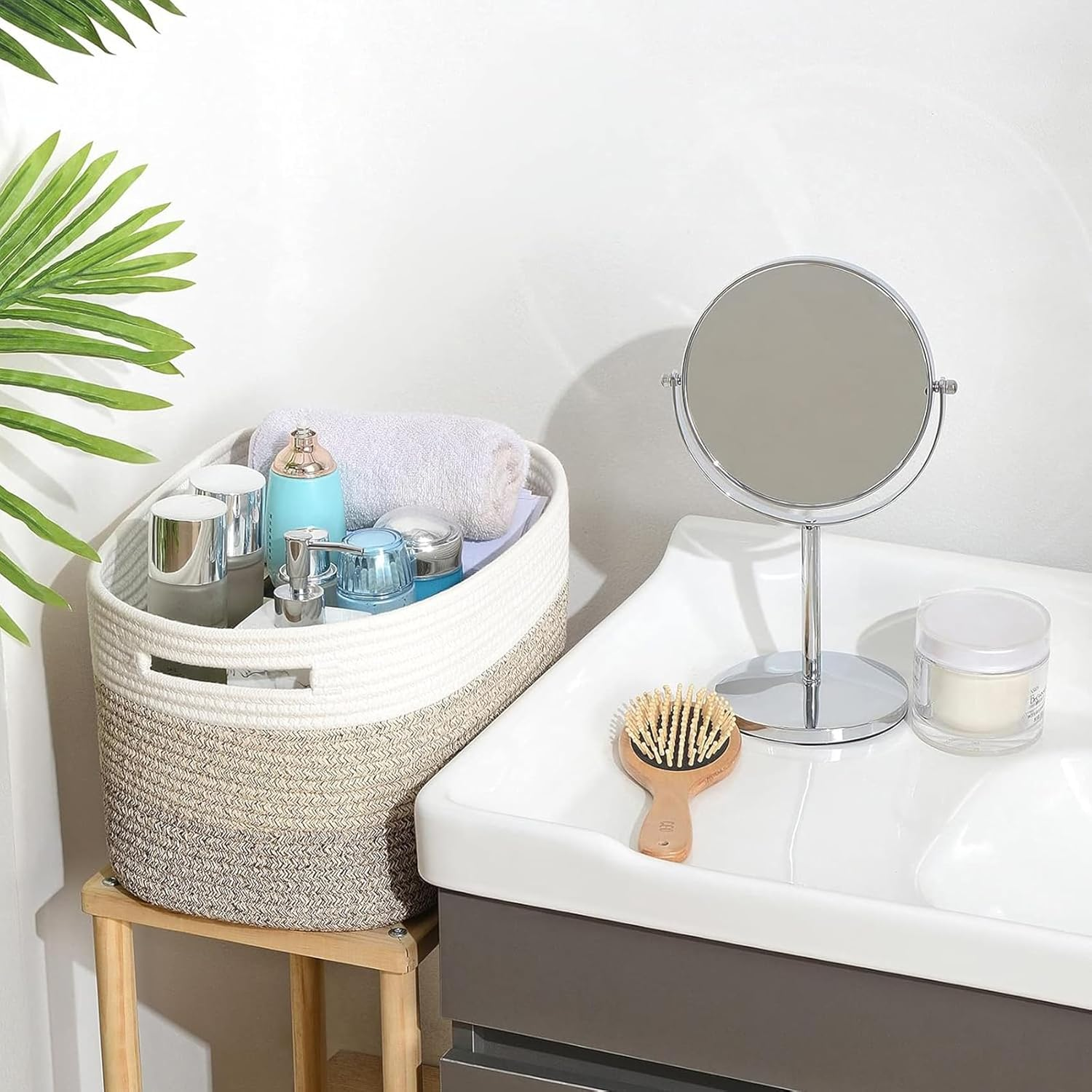 3Pack Storage Basket for Organizing, Woven Baskets for Storage, Cotton Rope Basket for Toys,Towel Baskets for Bathroom, Gradient Yellow 38*25*23Cm image number 1