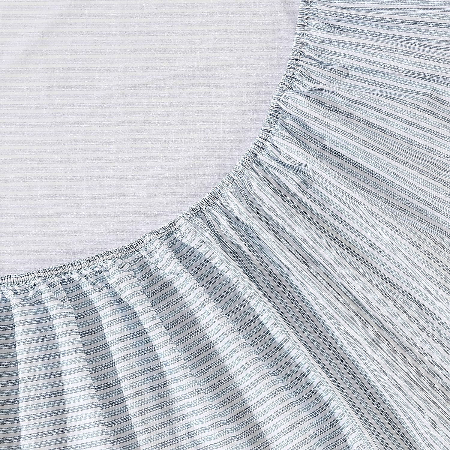 Eddie Bauer Sheets Cotton Percale Bedding Set, Crisp & Cool, Stylish Home Decor, Full, Ticking Stripe Blue/White image number 5