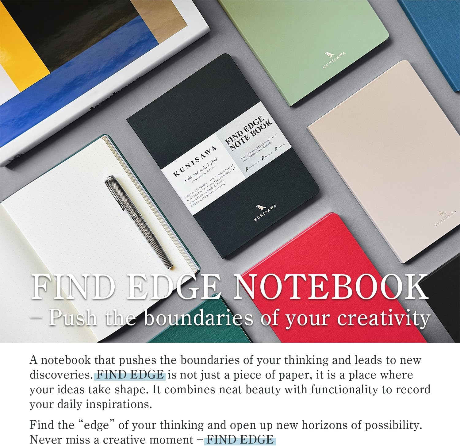 KUNISAWA GRE-01 Notebook, A5 Dot Squared, Findedge Notebook, Wasabi image number 4