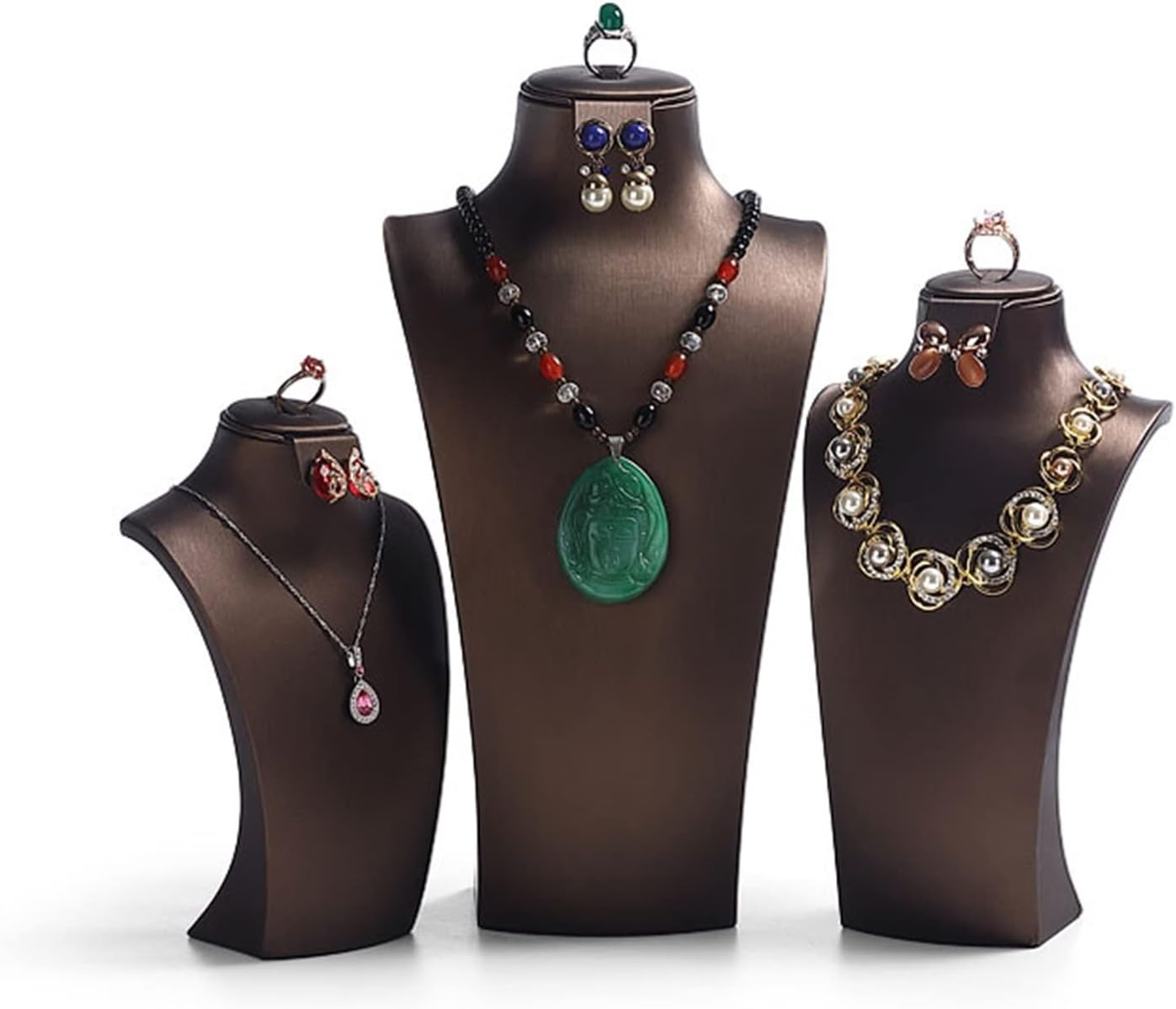 Jewelry Stand Jewelry Bust Display Necklace Bust Stand Holder Chain Storage Display Mannequin Bust Home Organisation Jewelry Organizer Girls Women Jewelry Holder Jewelry Display (Color : Brown, Size image number 5