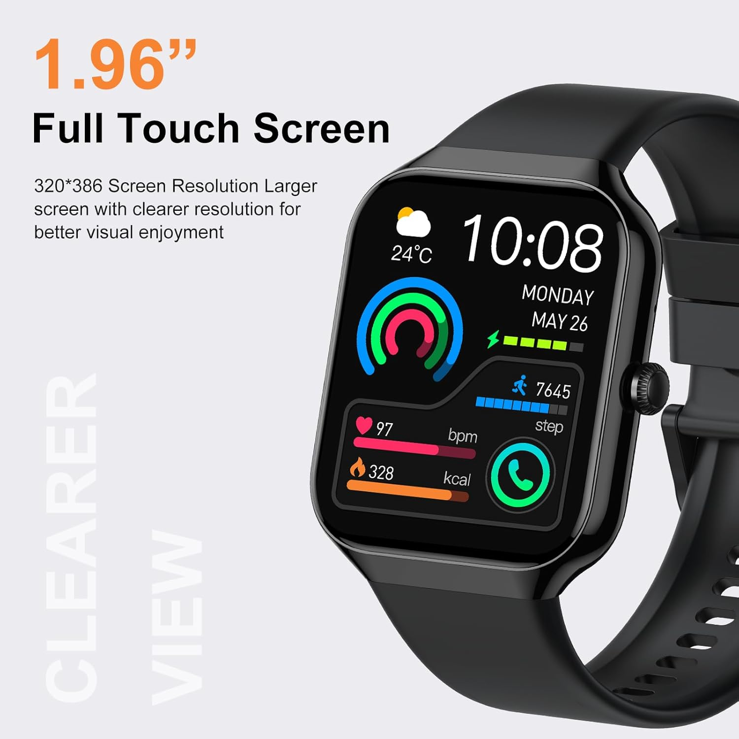 Smart Watch for Men Women Answer/Make Calls, 1.96" Fitness Watch with Step Counter Heart Rate Sleep Monitor, 2025 NEW Fitness Activity Tracker 113+ Sports IP68 Waterproof, Smartwatches for Android IOS image number 5