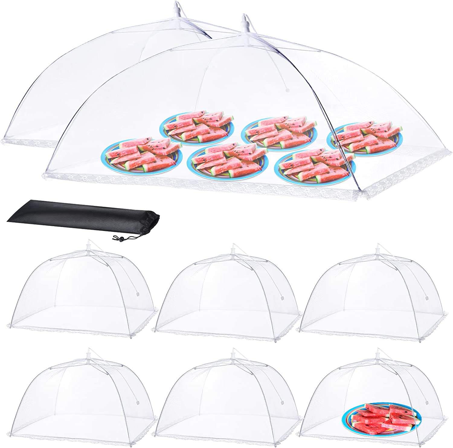 HOMKULA Food Covers for outside - 8 Pack, 2 Extra Large (40 X 24 In) & 6 Large (17 X 17 In) Mesh Food Covers for Outdoors, Food Tent Food Cover for Picnic Party Supplies, Pop-Up and Collapsible image number 3
