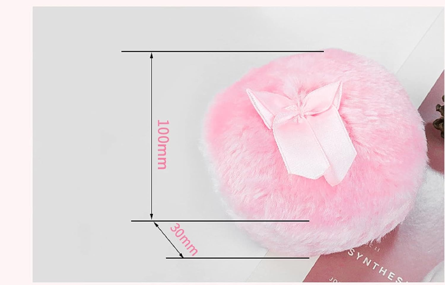 Shuiniba 4 Inch Large Body Powder Puff, Soft Fluffy Plush Puff with Ribbon Bow Handle for Face or Body 2 Pack - Pink image number 2
