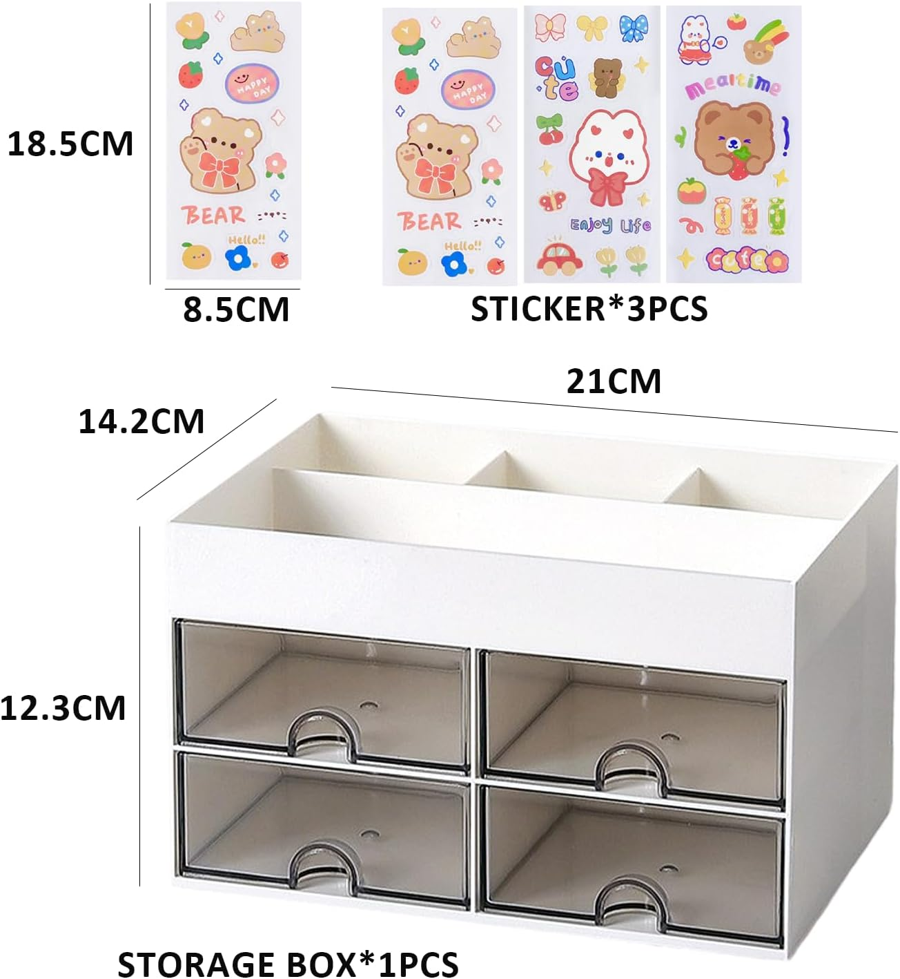 MEMOFYND 1 Piece Desk Organiser with 3 DIY Stickers, Desk Storage Drawer, Fixed Organiser, Desk Accessories, Drawer Organiser. image number 4