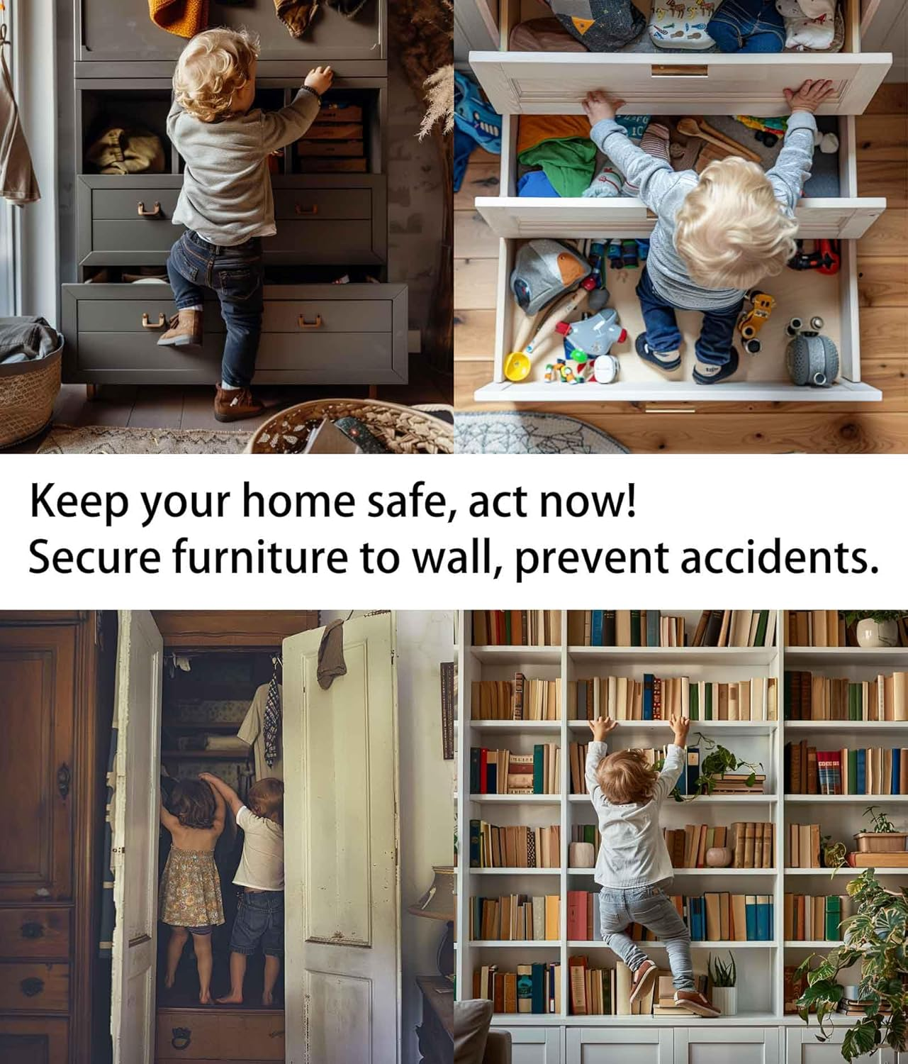 6 Sets anti Tip Furniture Anchors for Baby Proofing, Earthquake Straps, Furniture Secure to Wall Anchors, Childproof and Home Safety, 10In image number 1