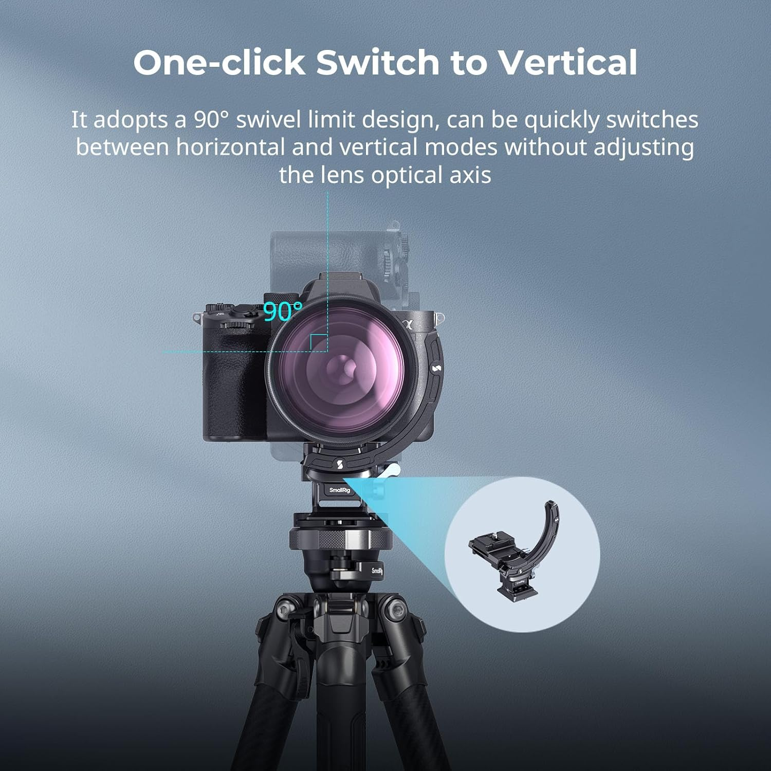 Smallrig Horizontal-To-Vertical Mount Plate Kit for Mirrorless Cameras, for Sony, for FUJIFILM, for Nikon, for Canon, Tripod Mount Ring Lens Mount with Arca Type Quick Release Plate - 4349