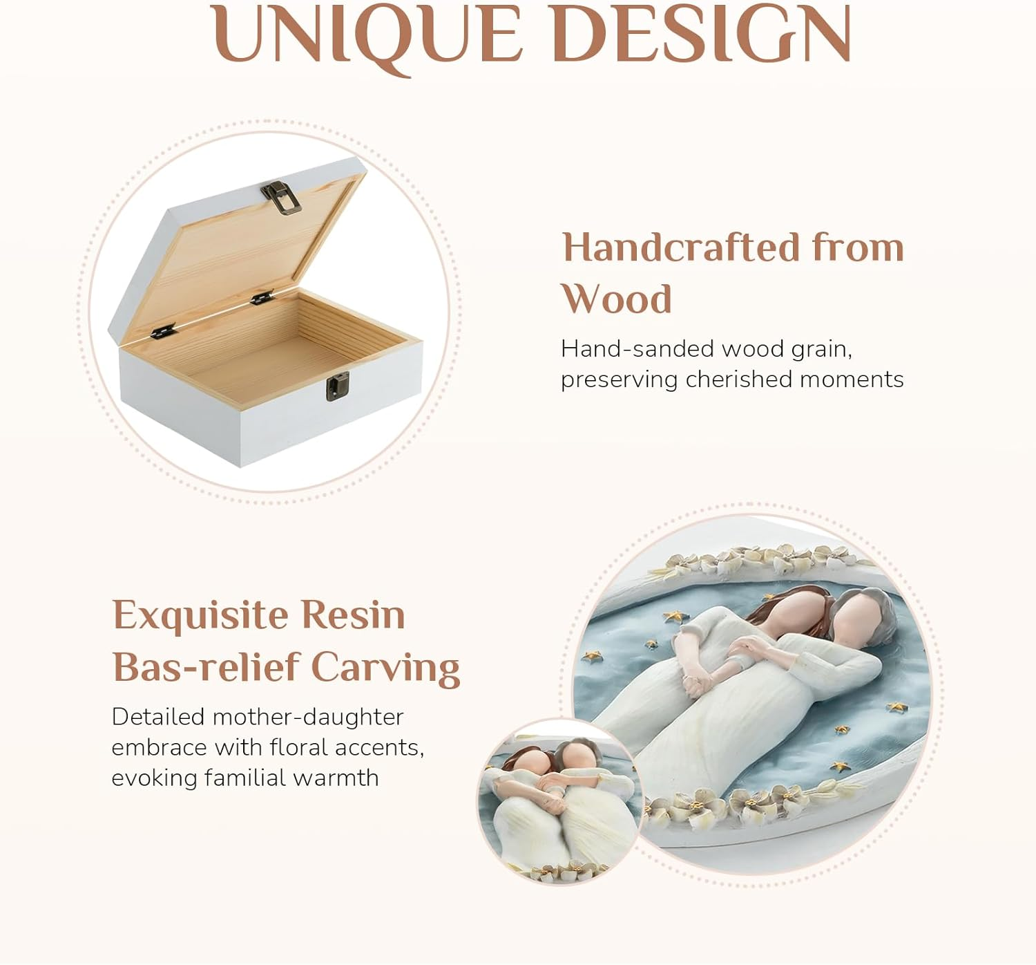 Mother Daughter Gifts - Mother of the Bride Gifts for Wedding - Daughter Birthday Present - Sympathy Memorial Gift for Loss of Mom Wooden Memory Box for Keepsakes image number 2