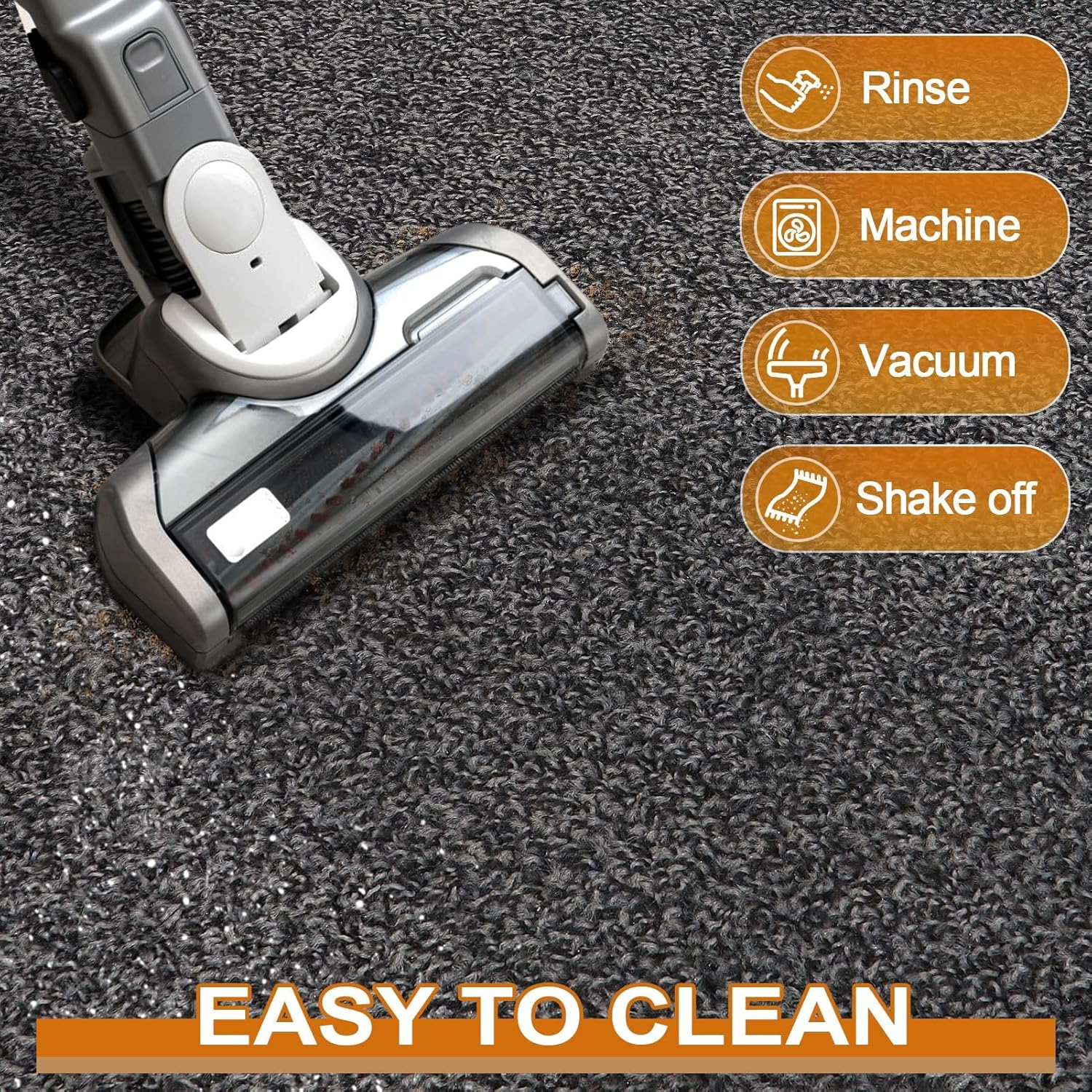 YUTA Dirt Trapper Door Mat for Indoor&Outdoor, Washable Barrier Door Mat, Heavy Duty Non-Slip Entrance Rug Shoes Scraper, Super Absorbent Front Door Mat Carpet, Black&Gray, 60X90Cm image number 5