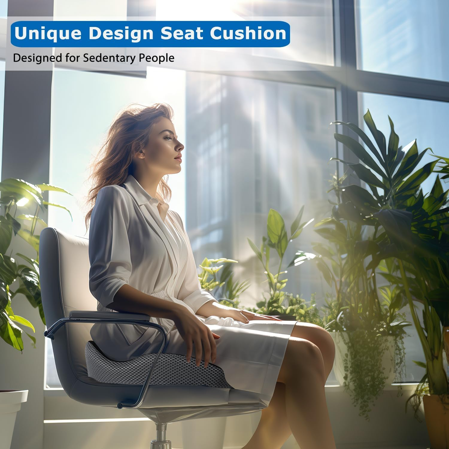 Large Seat Cushion, Memory Foam Coccyx Pain Relief Pillow for Office Chair & Car, Ergonomic Support for Sciatica, Tailbone & Hip Pain, Non-Slip Comfort for Wheelchair image number 5