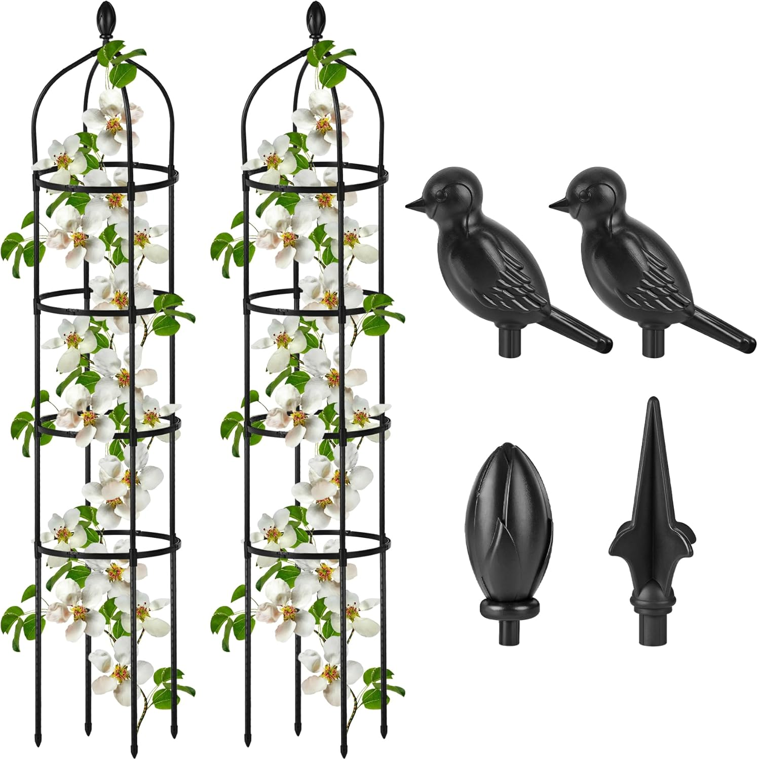 Garden Obelisk Trellis for Climbing Plants Outdoor 6 Ft Rose Bush round Trellis for Pots Rustproof Metal Plant Flower Trellises for Clematis Vine Jasmine Support Outdoor Indoor
