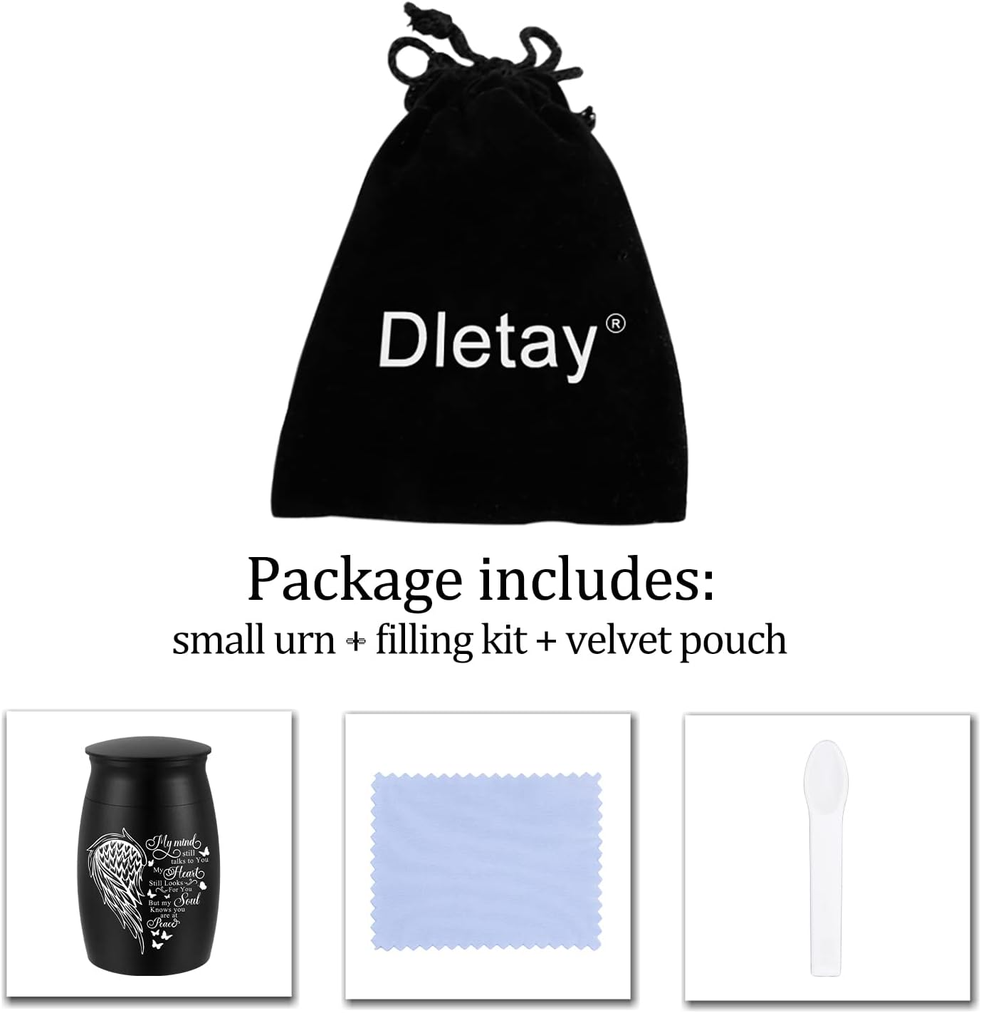 Small Urns for Human Ashes Aluminum Mini Urn for Ashes Wing Small Cremation Urn Memorial Keepsake Ash Holder-My Mind image number 3