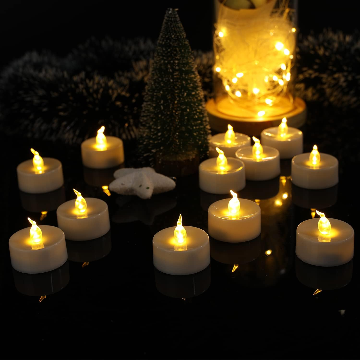 Actpe LED Tea Light, Flameless Flickering Tealight with Remote Control, Long Lasting Battery Operated LED Tealights Candle for Seasonal & Festival Celebration Pack of 12 image number 6