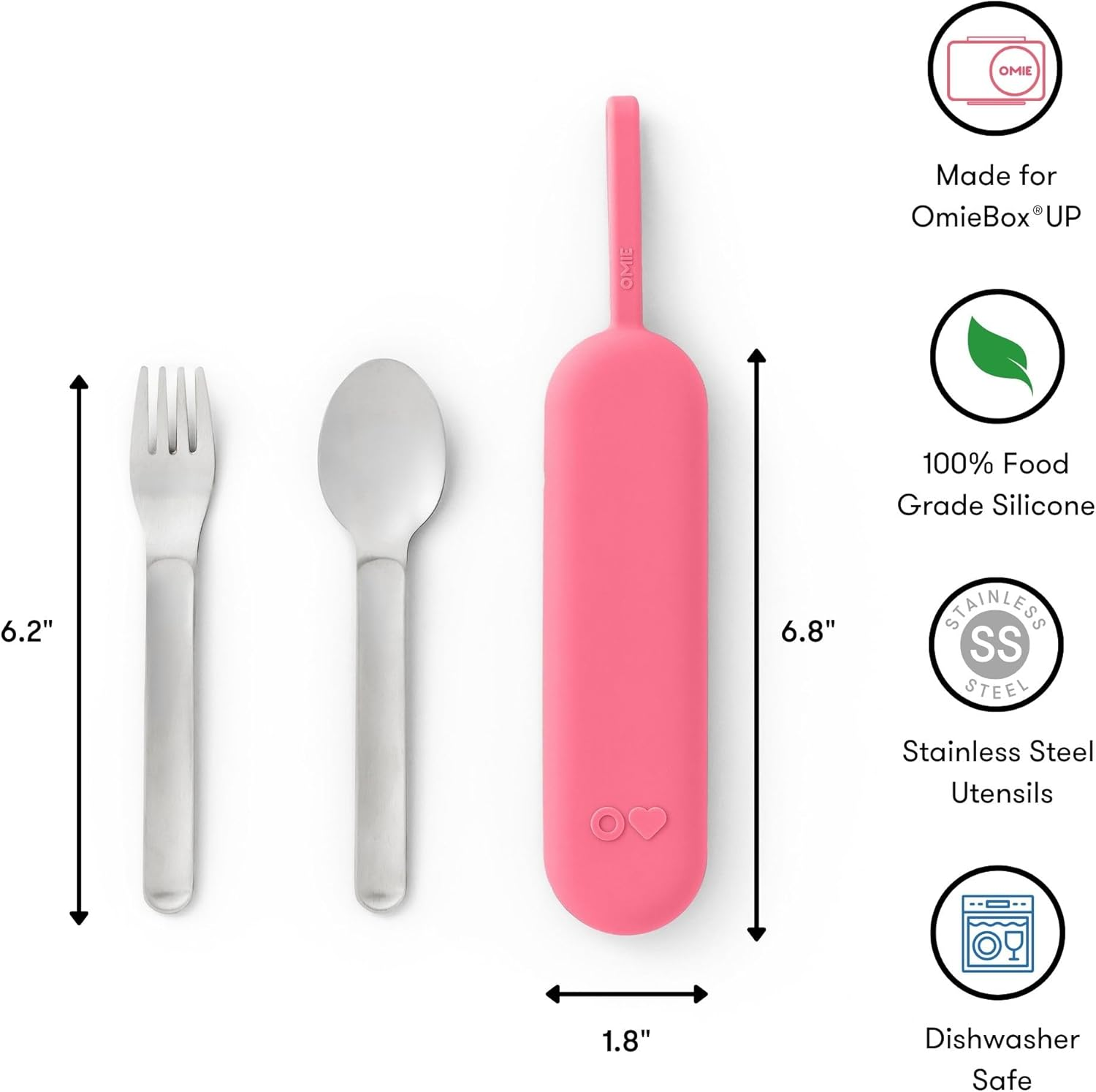 Omie Omiebox up Stainless Steel 3 Piece Utensil Set - Blush image number 2