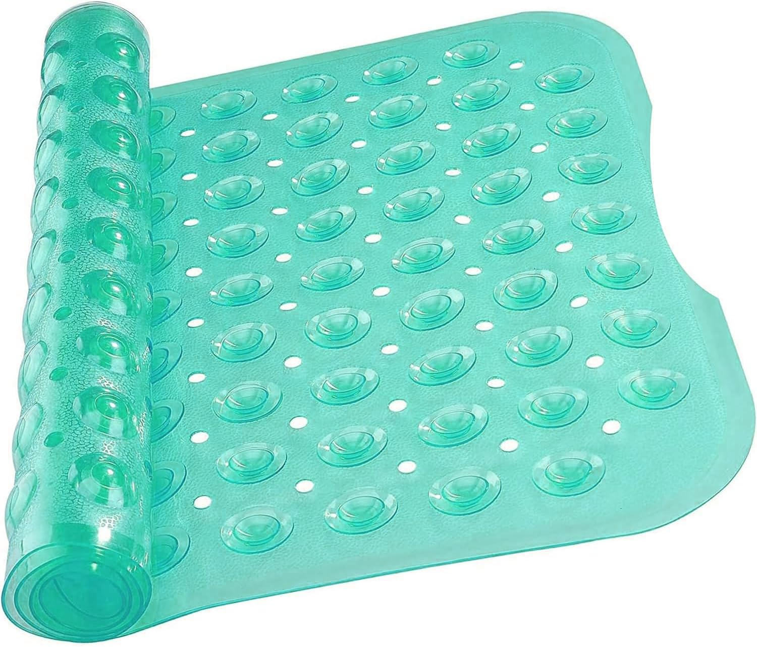 Mumoo Bear Bath Tub Mat, 40 X 16 Inches Non-Slip Shower Mats with Suction Cups and Drain Holes, Bathtub Mats Shower Stall Mats Machine Washable, Clear Green