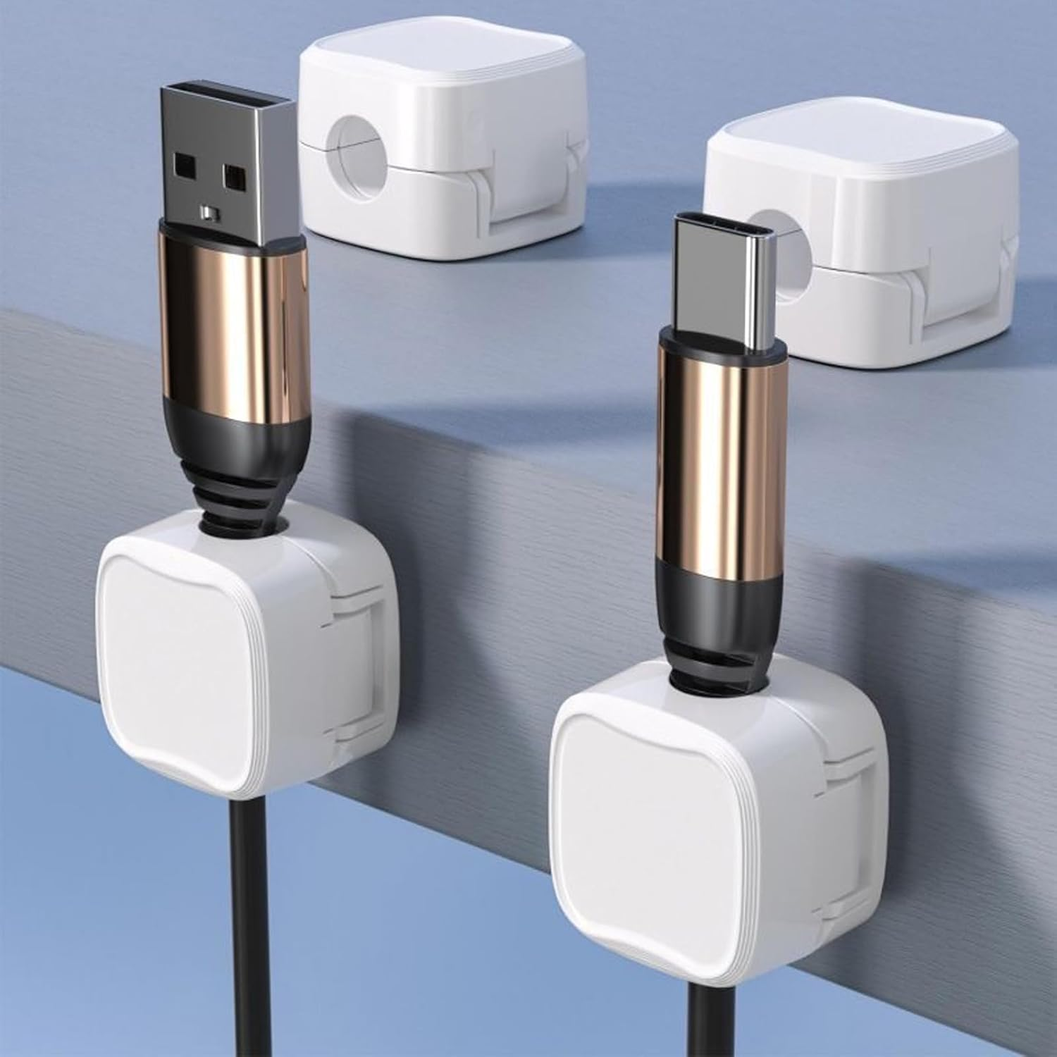 Magnetic Cable Holder,8 Pack Magnetic Cable Clips under Desk Cable Management Self Adhesive Cord Organizer Holder for Home Office Desk Phone Wall Desktop Nightstand (White, 8) image number 1