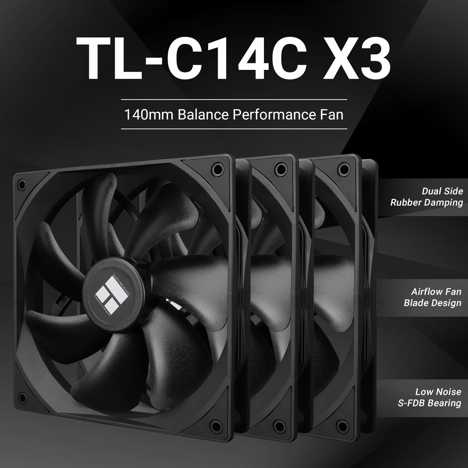 Thermalright TL-C14C X3 CPU Fan,With 4-PWM Control, Low Noise PC Cooling, 140Mm Computer Chassis Fan, CPU Cooler|Black(3-Pack) - White Argb image number 3