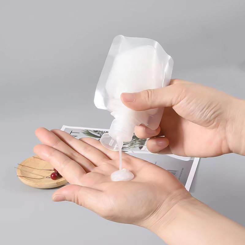 24 Pcs Portable Travel Makeup Packing Bag, 30Ml+50Ml+100Ml Leak Proof Refillable Empty Squeeze Pouch, Transparent Clamshell Packaging Bag Plastic Stand up Spout Pouch for for Vacation Travel. image number 4