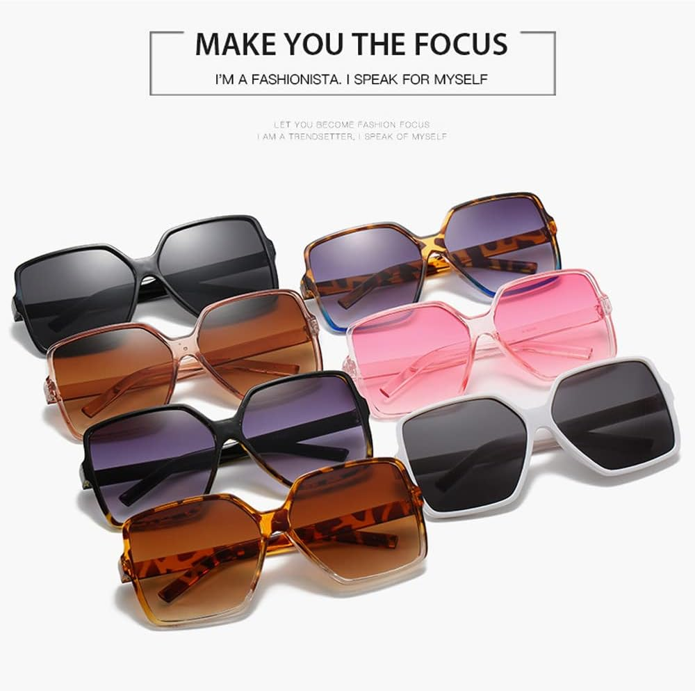 Square Oversized Sunglasses Women Big Frame Sun Glasses Female Mirror Gradient Hip Hop Shades - C1 Black-Gray image number 4