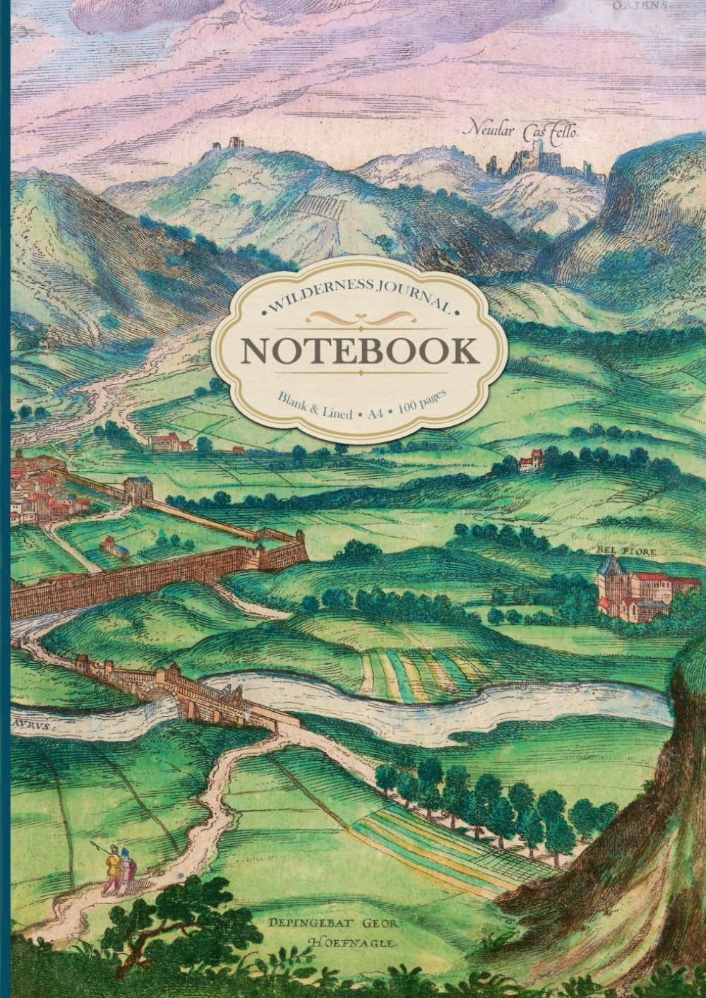 Dual Notebook Blank and Lined A4 | River Wilderness | Vintage Travel Journal | Softcover, Ivory White Paper, 100 Pages