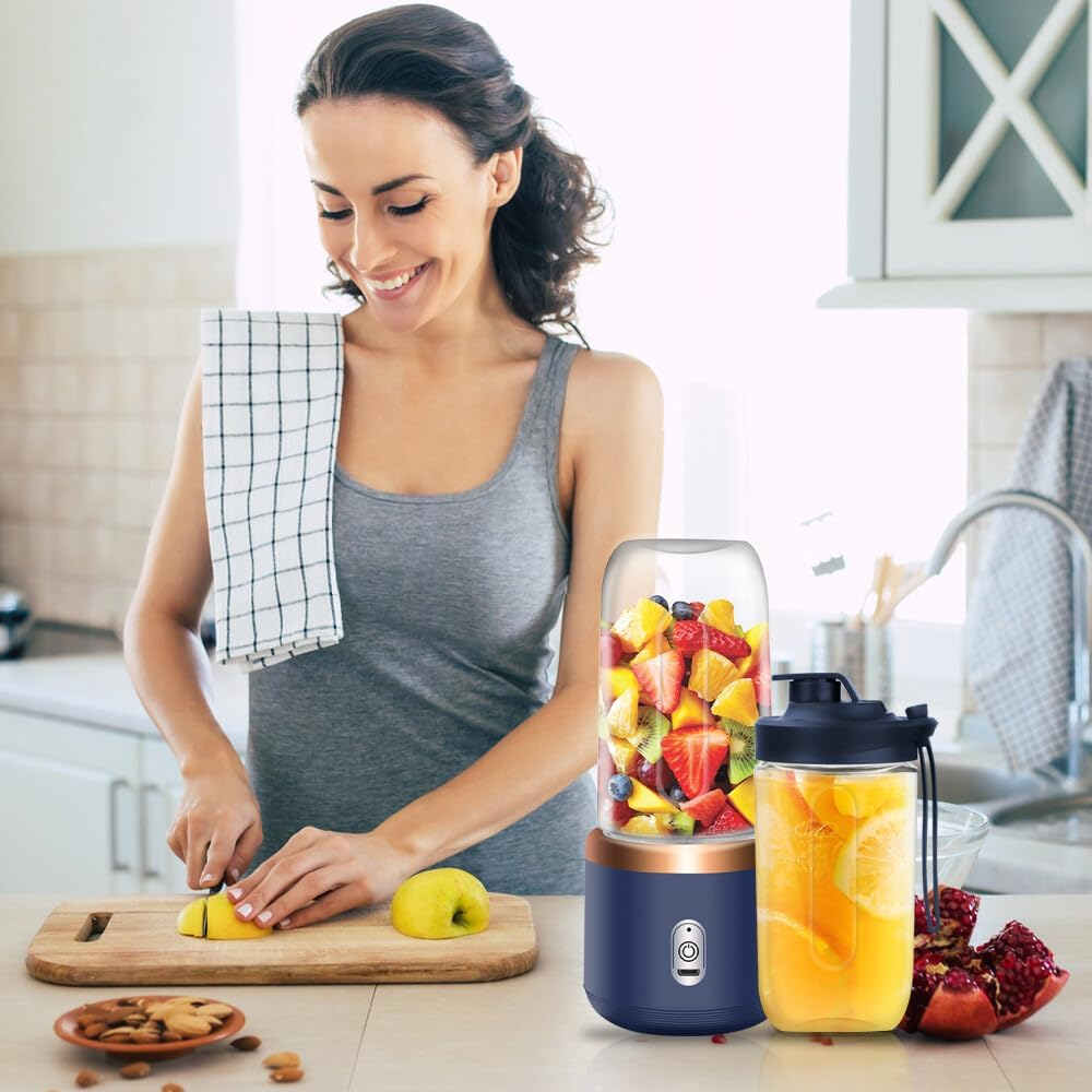 Portable Mixer, TGKYK 400 Ml Portable Blender with Cups, Brushes and 6 Blades, USB Charging Mixer, Smoothie Maker to Go, Stand Mixer, Small for Preparing Milkshakes, Juices, Smoothies image number 5