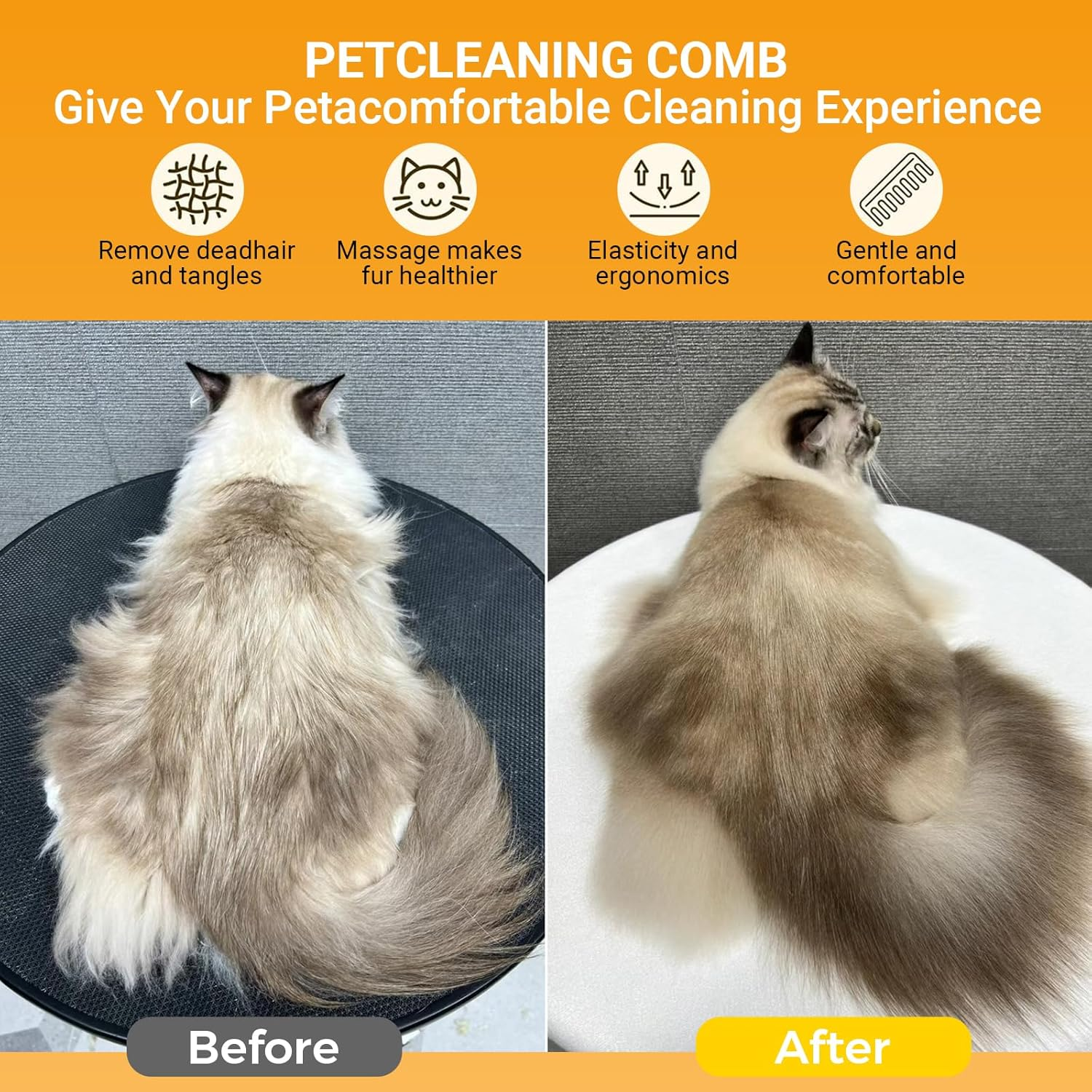 Self Cleaning Pet Grooming Brush for Cats and Dogs, Soft Brush for Short and Long Hair, Anti-Tangle Massage Comb Effective Tool for Pets image number 2