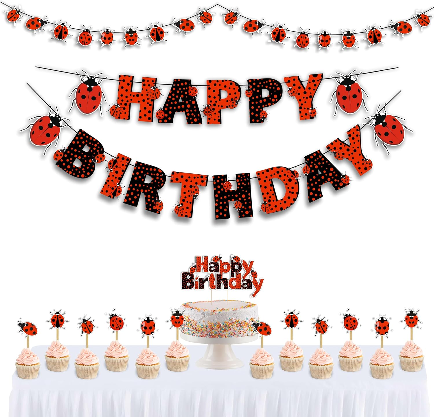 Ladybugs Theme Birthday Party Supplies - Fun & Colorful Decorations Set for Kids & Adults, Perfect for Birthday Celebrations, Easy to Set up & Durable image number 4