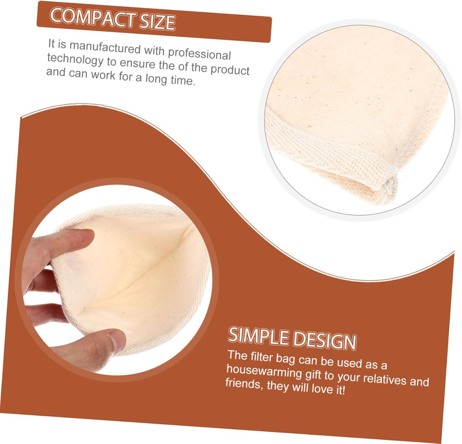 Sosoport 2Pcs Reusable Cotton Mesh Filter Bag Large Coffee and Milk Tea Strainer Pouch Fine Mesh Brewing Filter for Portable Use and Multiple Brewing Methods image number 4