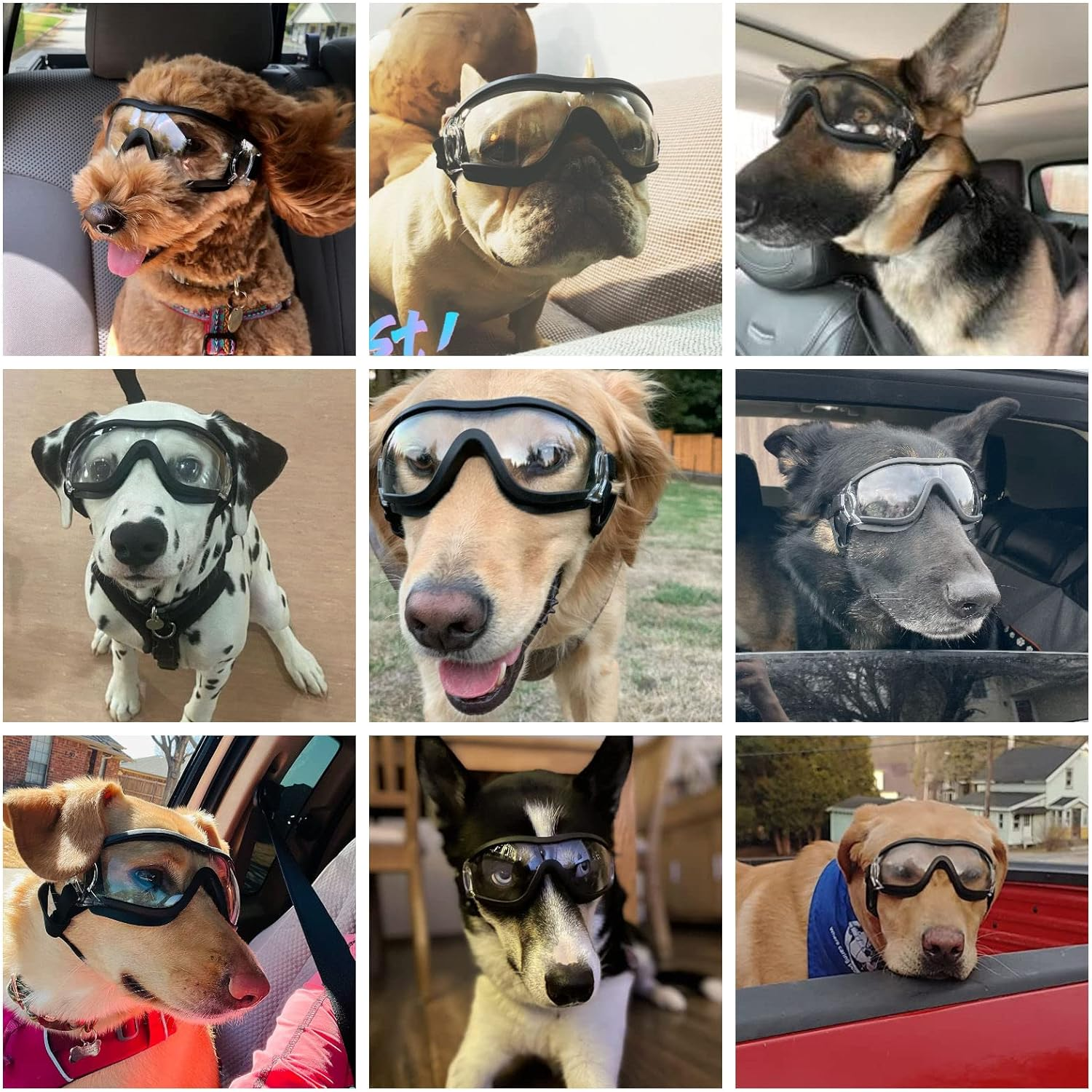 NAMSAN Dog Sunglasses Medium to Large Dog UV Transparent Goggles Windproof Anti-Dust Snowproof Pet Glasses with Elastic Straps, Clear image number 3
