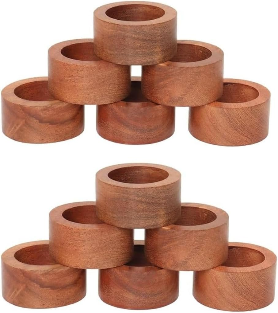 ARN Craft Handmade Wood Napkin Ring Set with 12 Napkin Rings (CW- 05-12) image number 4