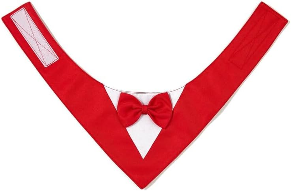 Aoozleny Dogs Tuxedo Formal Cats Wedding Bandana Dog Collar with Bow Tie Cat Birthday Costume Valentines Outfit Pet (RED, S) image number 6