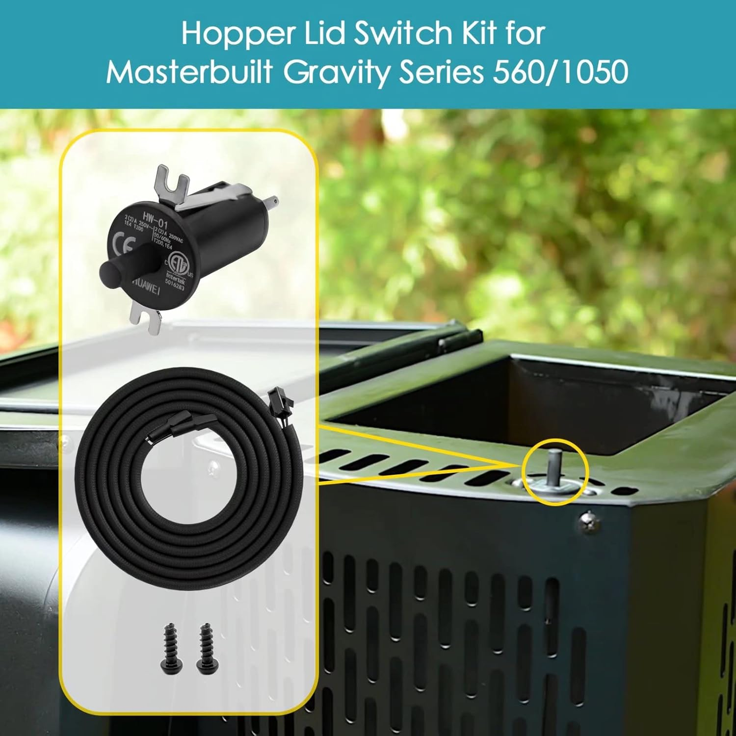 Hopper Lid/Door Switch Kit, Replacement Part for Masterbuilt Gravity Series 560/800/1050 XL Digital Charcoal Grill + Smokers, 1 Pc Hopper Lid/Door Switch and 1 Pc Hopper Wire - 2Pcs Meat Probe image number 3