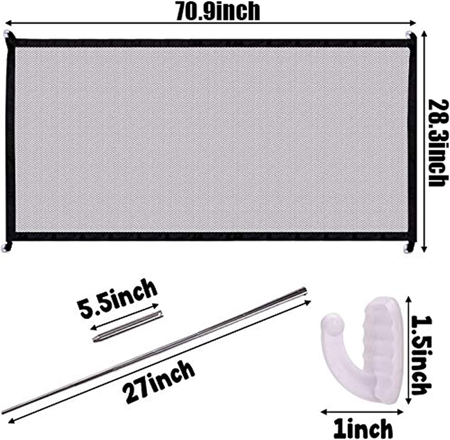 70.9"X28.3" Pet Gate,Baby Gate,Magic Gate Portable Folding Mesh Gate Safe Guard Isolated ，Indoor and Outdoor Safety Gate Install Anywhere (Black) image number 3