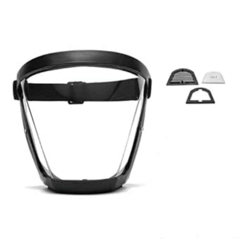 Anti-Fog Protective Full Face Shield, Adjustable Full Face Protective Shield Visor, HD Reusable Face Protective，Grinding Shield Face Mask for Eye and Face Protection, Super Lightweight Hd(Black)