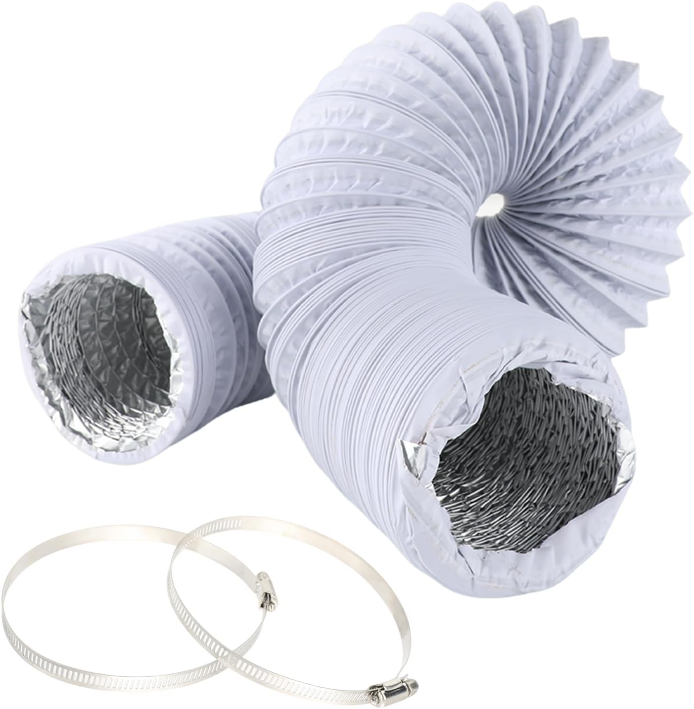 Exhaust Hose 150 Mm, Exhaust Hose Air Conditioner, 3 Metres Ventilation Hose with 2 Hose Clips for Mobile Air Conditioning, Dryer, Exhaust Fan, Extractor Hood, Ventilation System, White image number 6