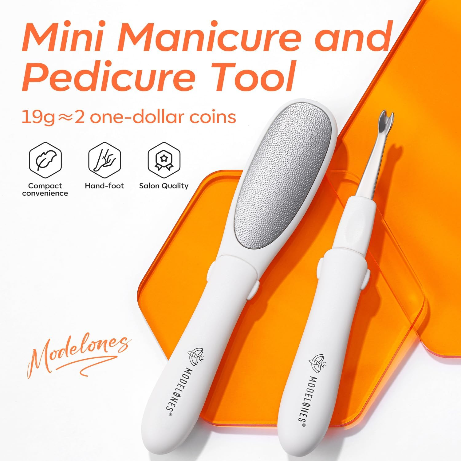 Modelones Mini Foot File Callus Remover, Multifunction 2-In-1 Pedicure Tools for Feet with Double-Sided Foot Rasp, Dead Skin Fork - Safe, Lightweight Foot Sander Perfect for Daily Hand & Foot Care image number 1