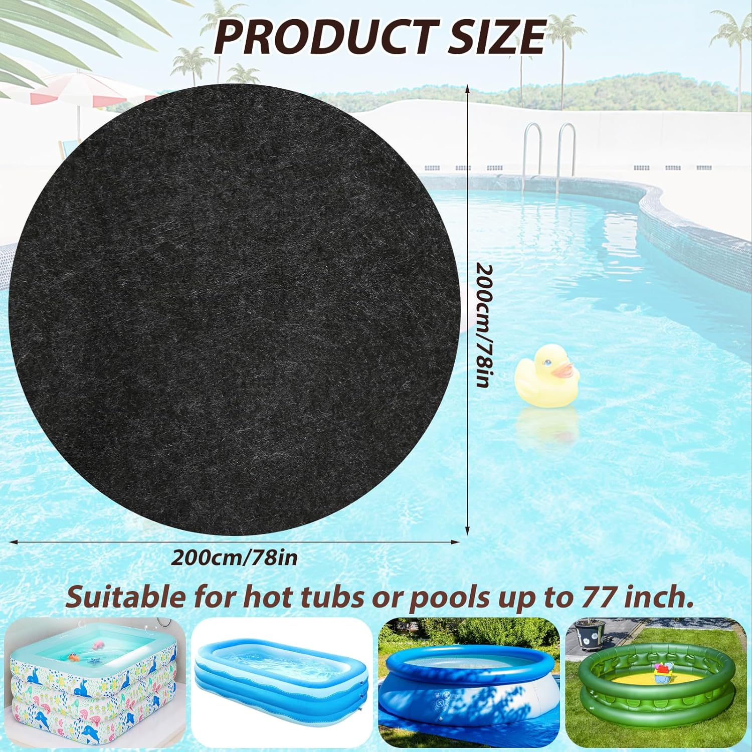 78 Inch Hot Tub Mat, round Hot Tub Flooring Protector Water-Absorbent anti Skidding Hot Tub Floor Mat for Outdoor Indoor Spa Pool Protector Mat Protect Hot Tubs from Wear image number 6