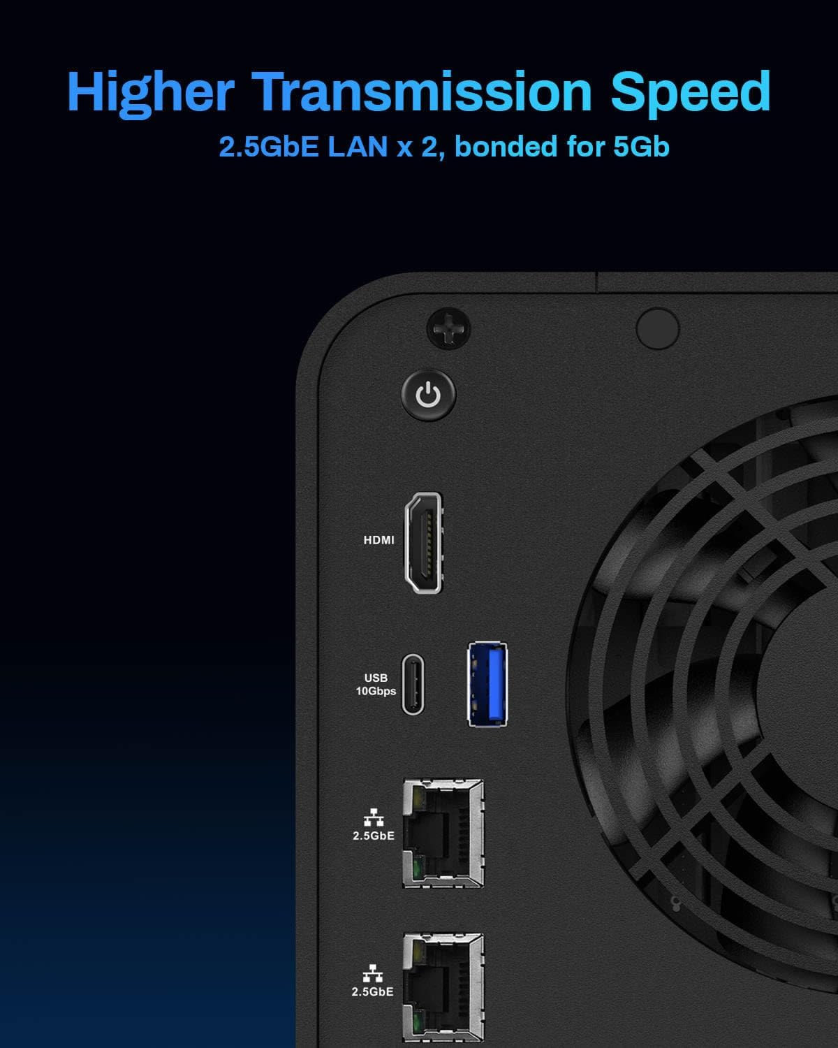 TERRAMASTER F6-424 NAS Storage 6Bay - N95 Quad-Core CPU, 8GB DDR5 RAM, Dual 2.5Gbe Ports, Network Attached Storage with High Performance (Diskless) image number 2