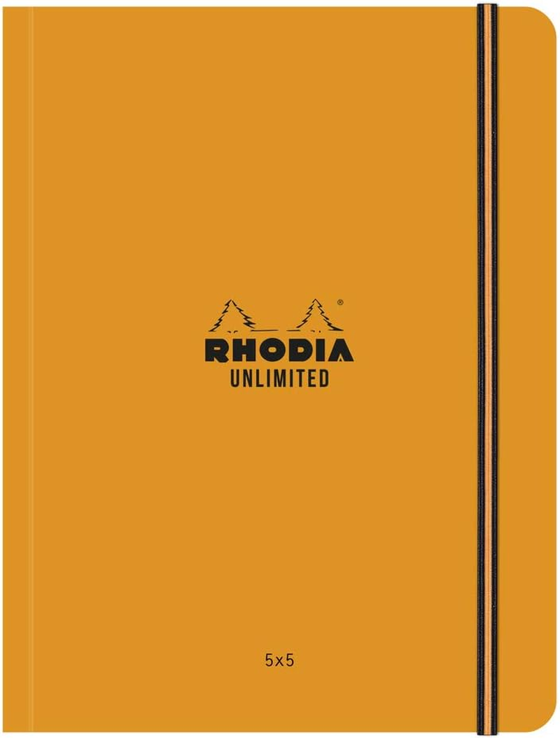 RHODIA 118978C - Unlimited Orange Elastic Notebook - A5+ - Ruled - 120 Detachable Pages - White Clairefontaine Paper 80 G/M - Velvety Touch Cover image number 3
