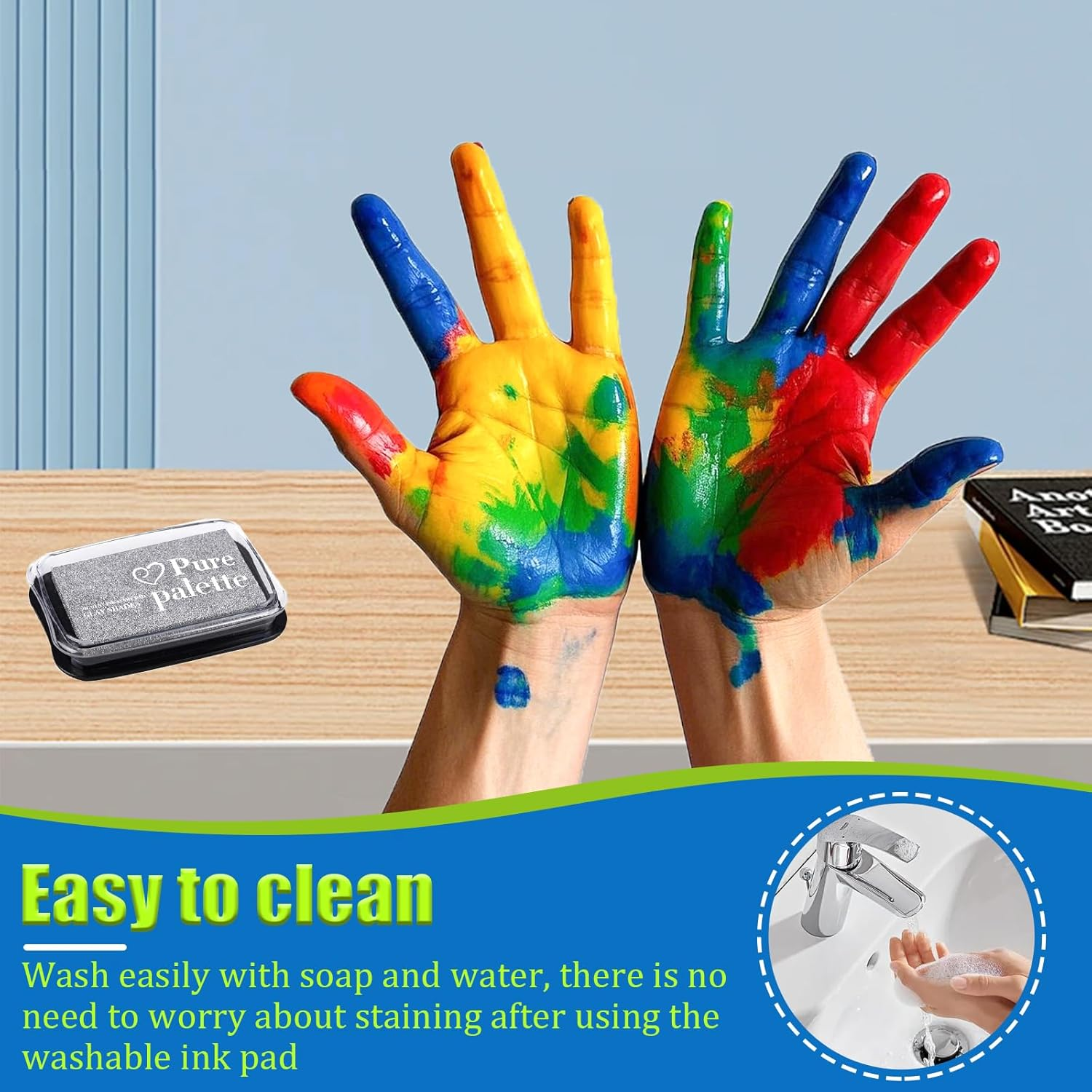 Sgphrzlt Vintage Ink Pads for Rubber Stamps, Washable Fabric Stamp Pad, Permanent Craft Finger Print Thumbprint Ink Pads with High-Density Sponge for Paper Scrapbook Art Poster, Red image number 4