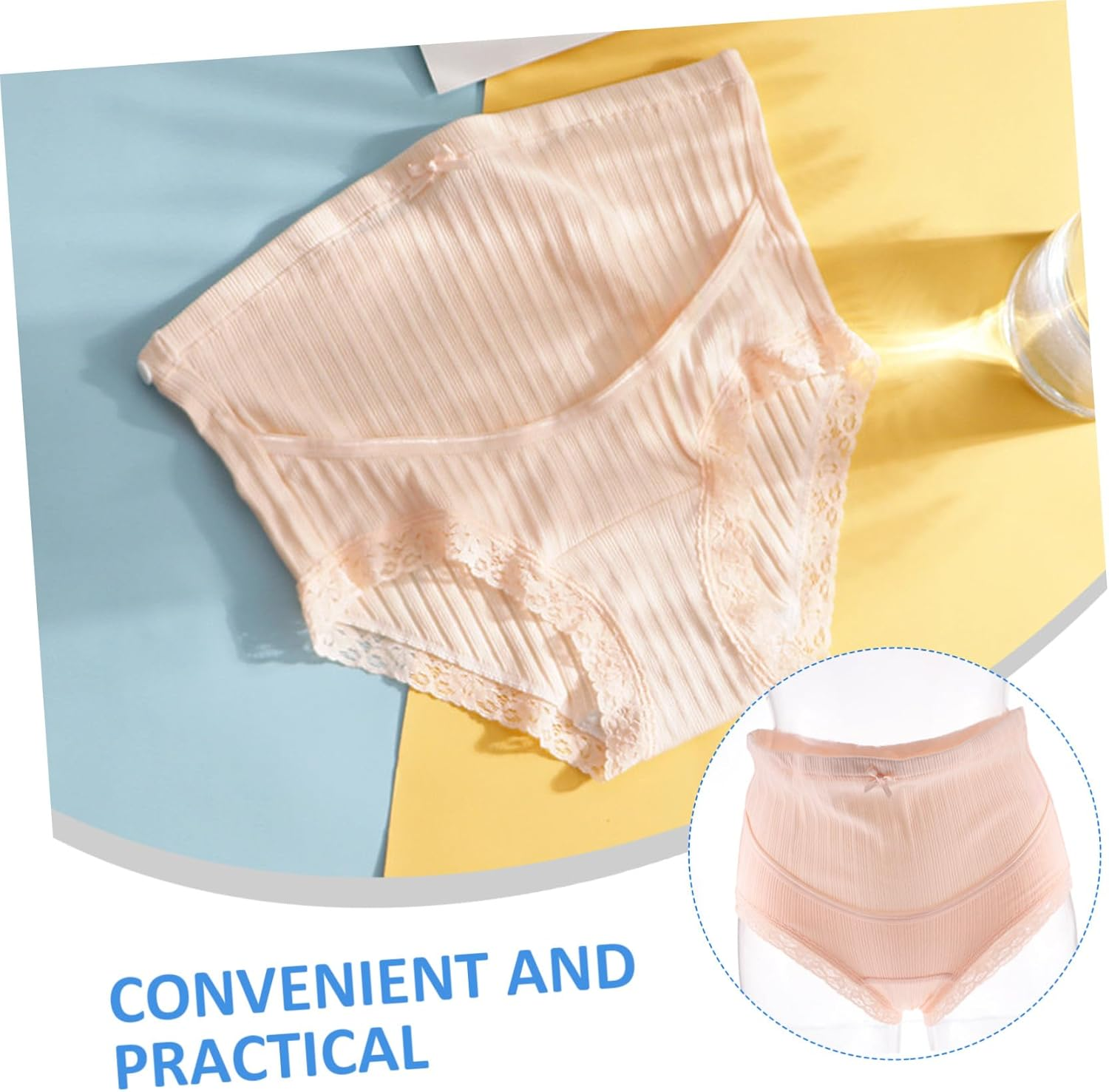 Baluue 3Pcs Cotton High Waist Maternity Panties Adjustable Pregnant Underwear Breathable Stretchy Supportive Women Splice Underpants Summer Soft Elastic image number 2